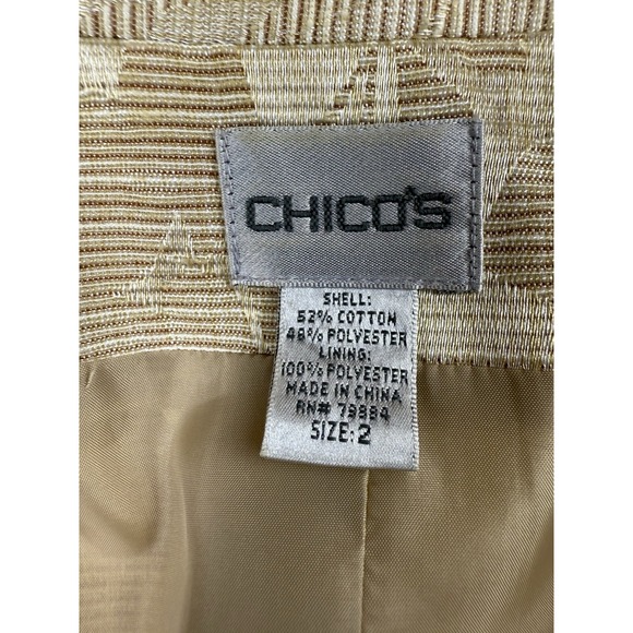 Chico's Blazer Jacket Floral Jacquard Gold Women's Size Large Lightweight Career - Picture 5 of 8